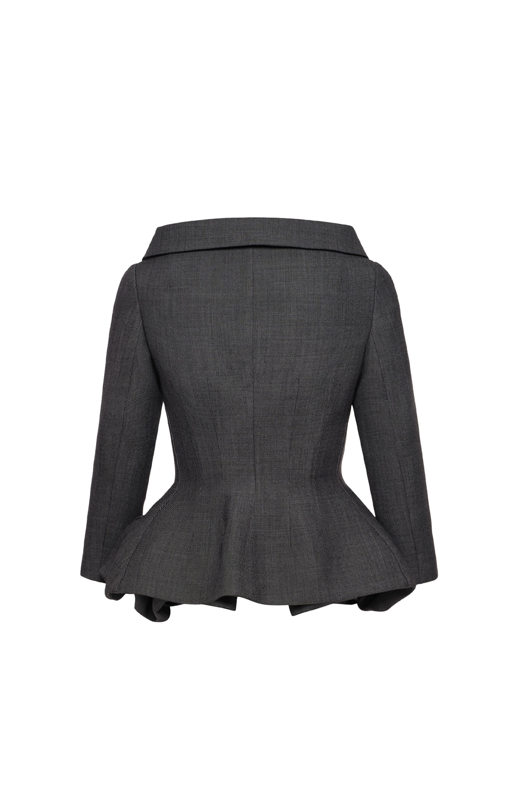 Wool blazer with rose peplum in grey
