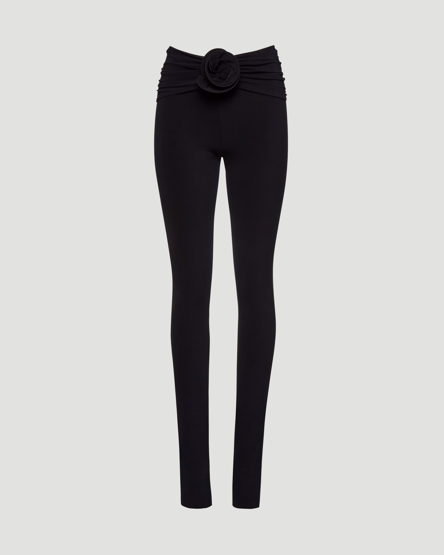 Flower embellished skinny leggings in black