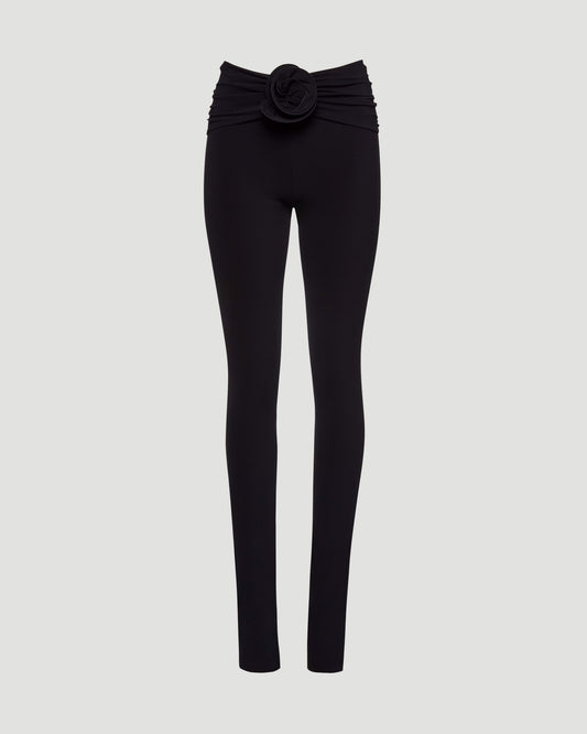 Flower embellished skinny leggings in black