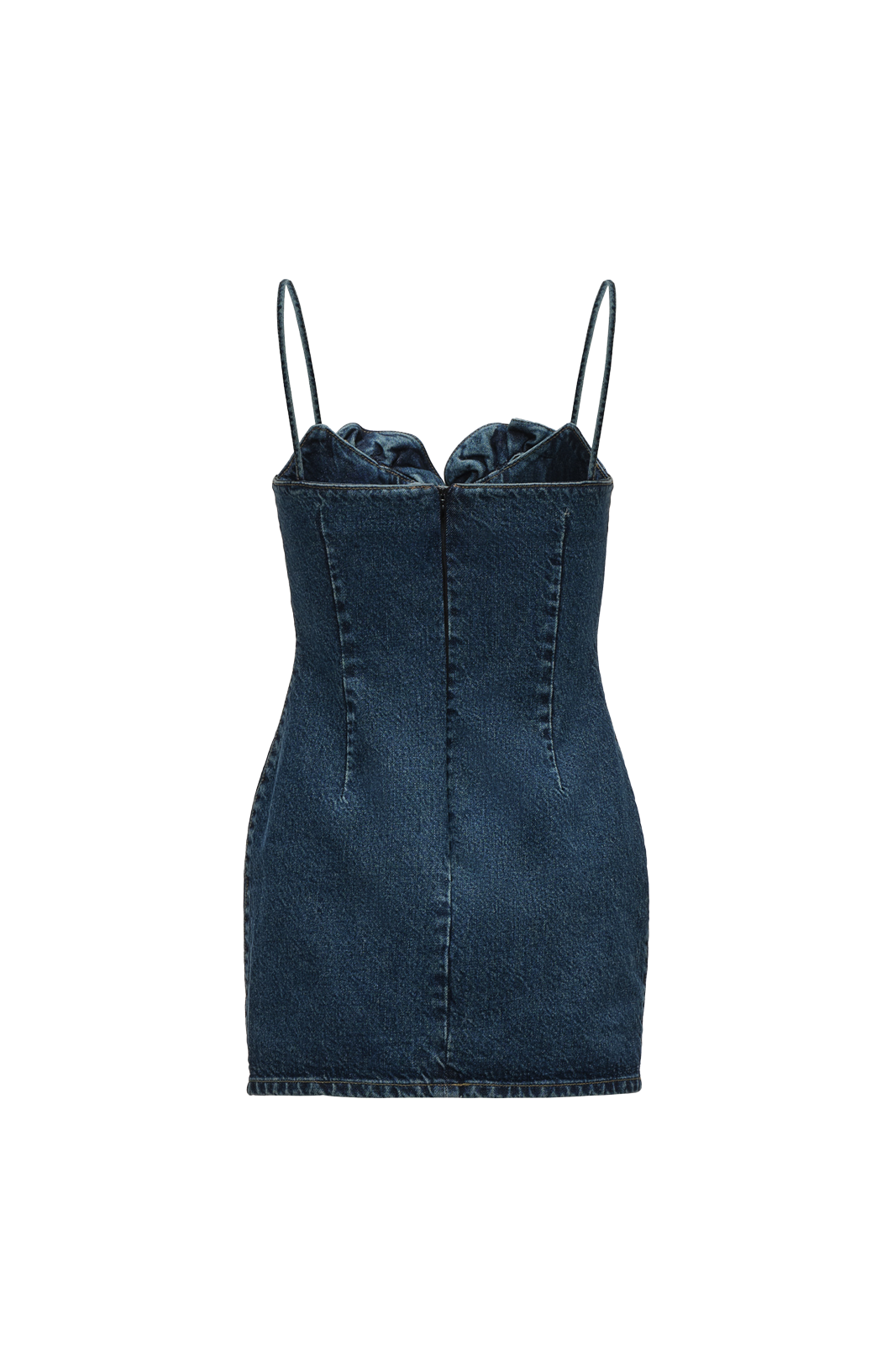 Floral-Appliqué Mini Dress in Denim