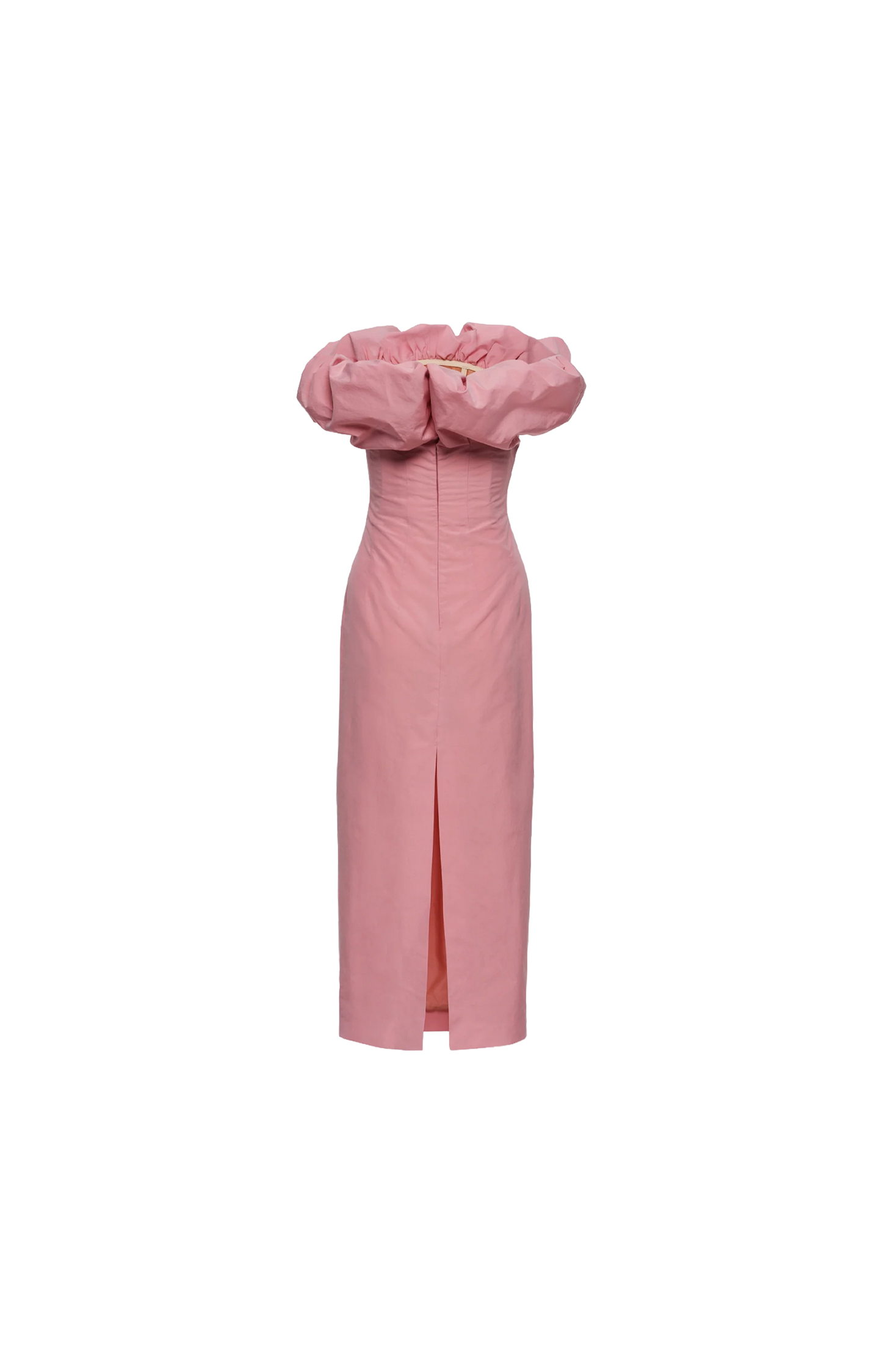 Sculptural Neckline Fitted Dress in Pink