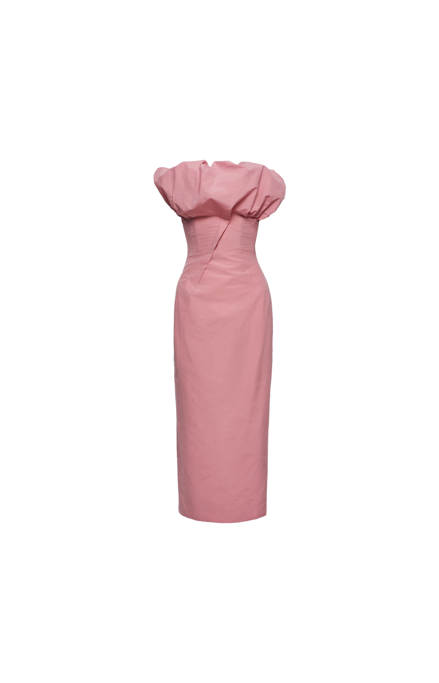 Sculptural Neckline Fitted Dress in Pink