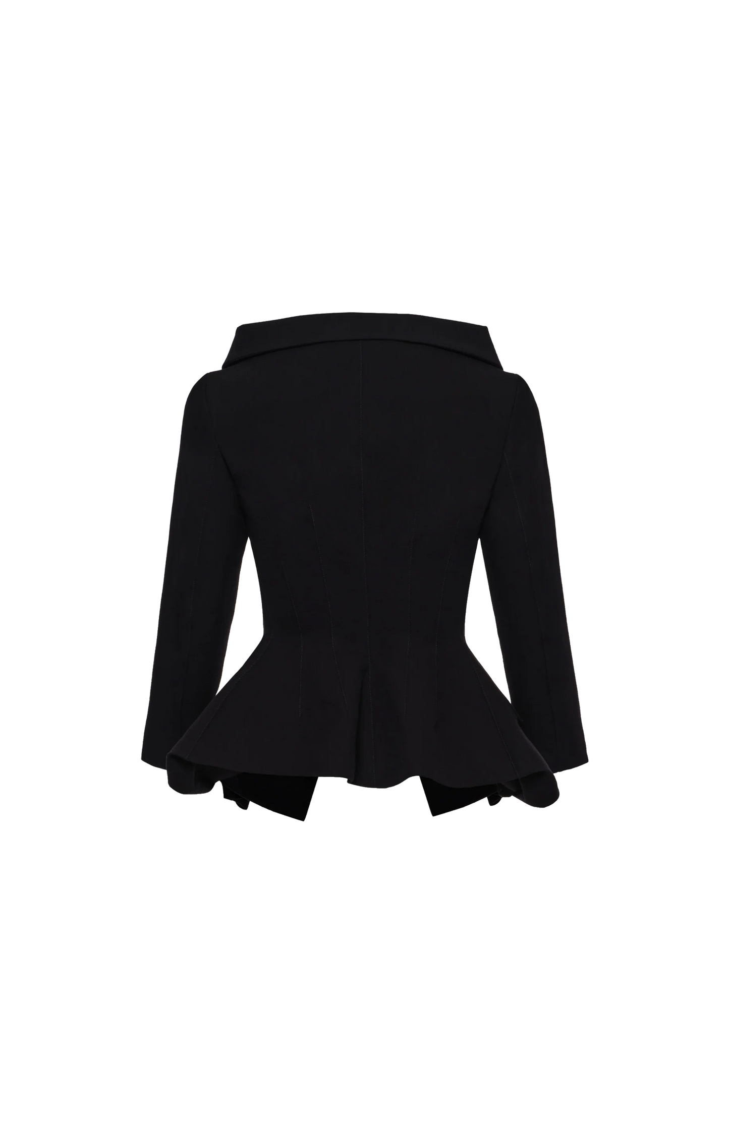 Cotton Blazer with Rose Peplum in Black