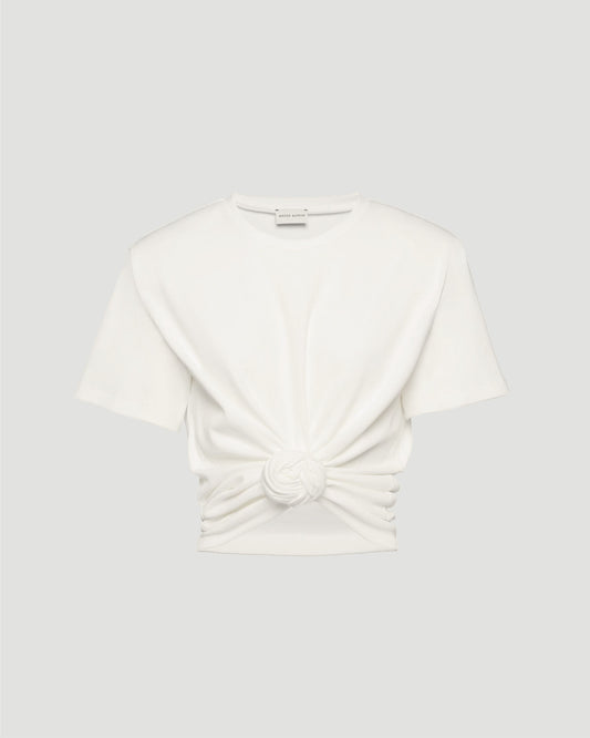 Knotted T-Shirt in Cream