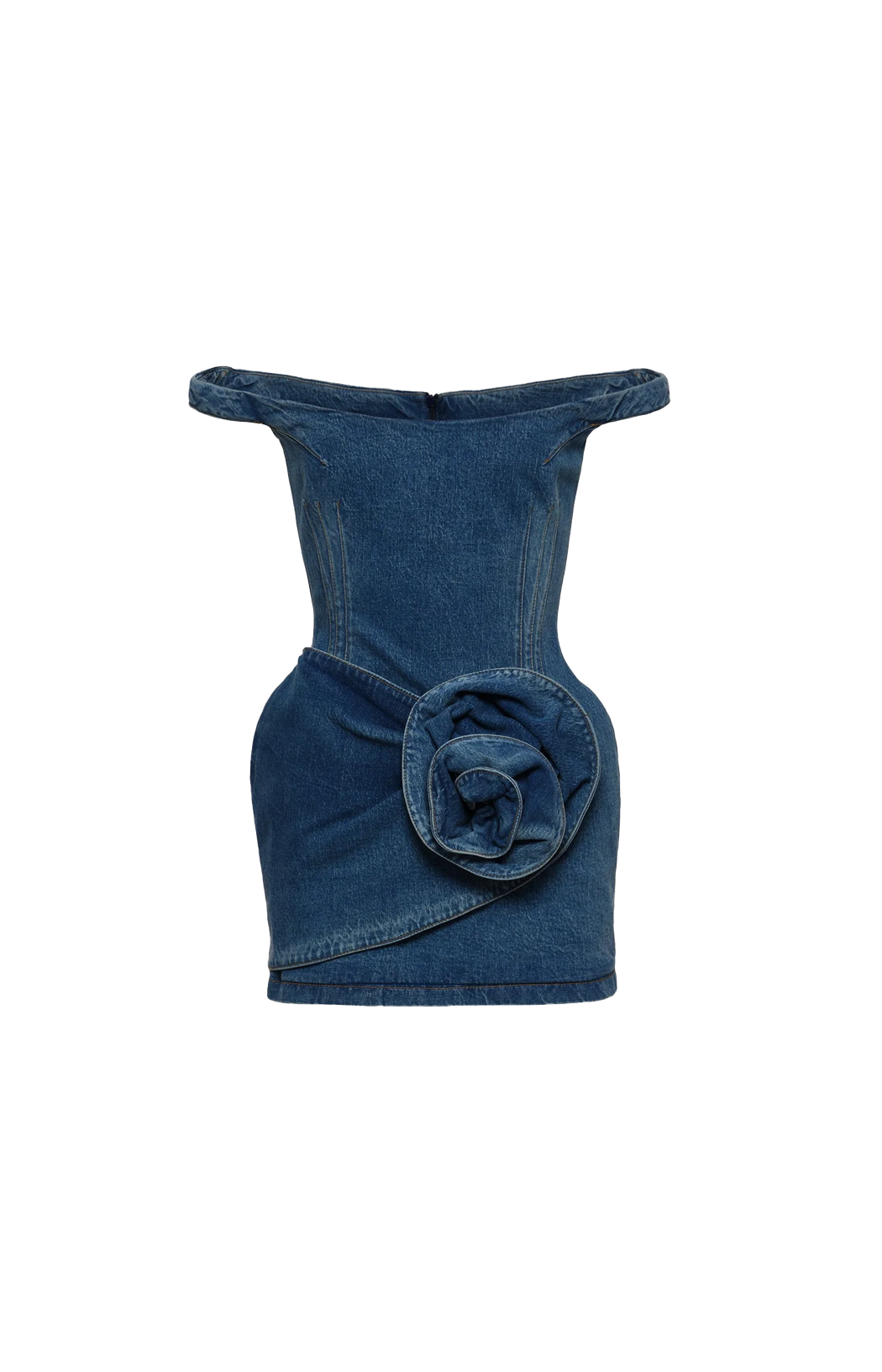 Off-shoulder denim mini dress