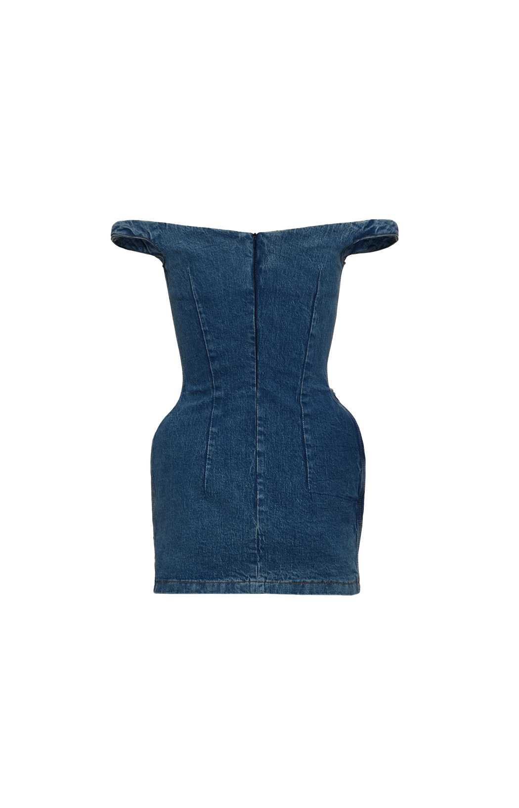 Off-shoulder denim mini dress