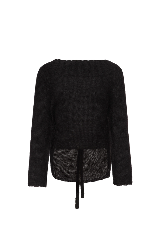 Open-back mohair blend sweater in black