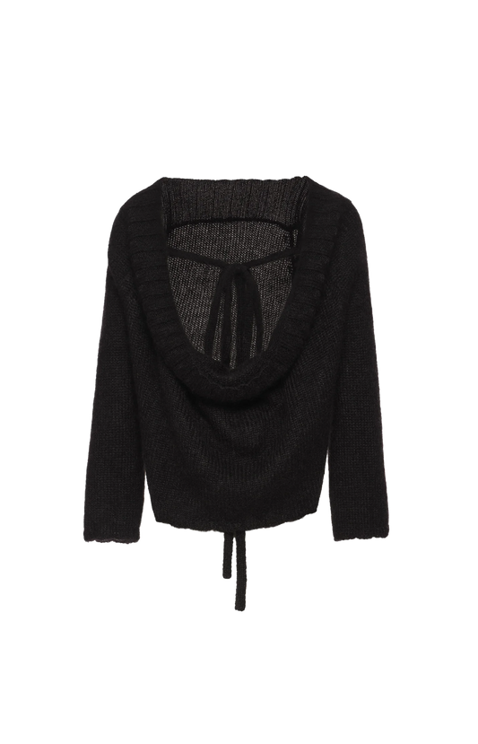Open-back mohair blend sweater in black