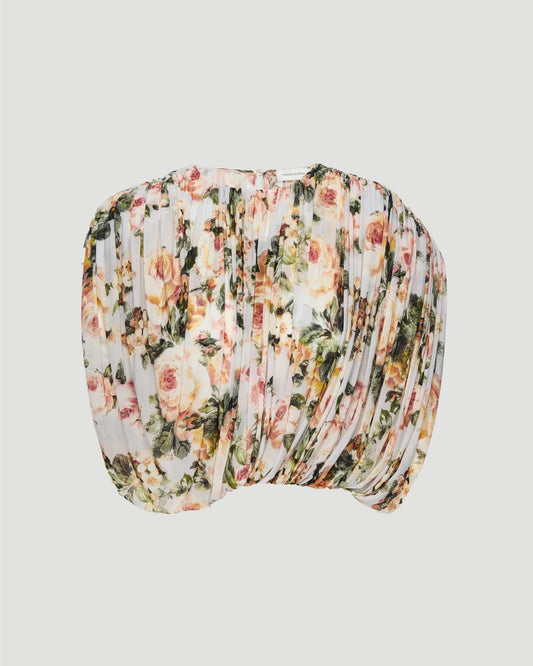 Ruched Bubble Top in Floral Print