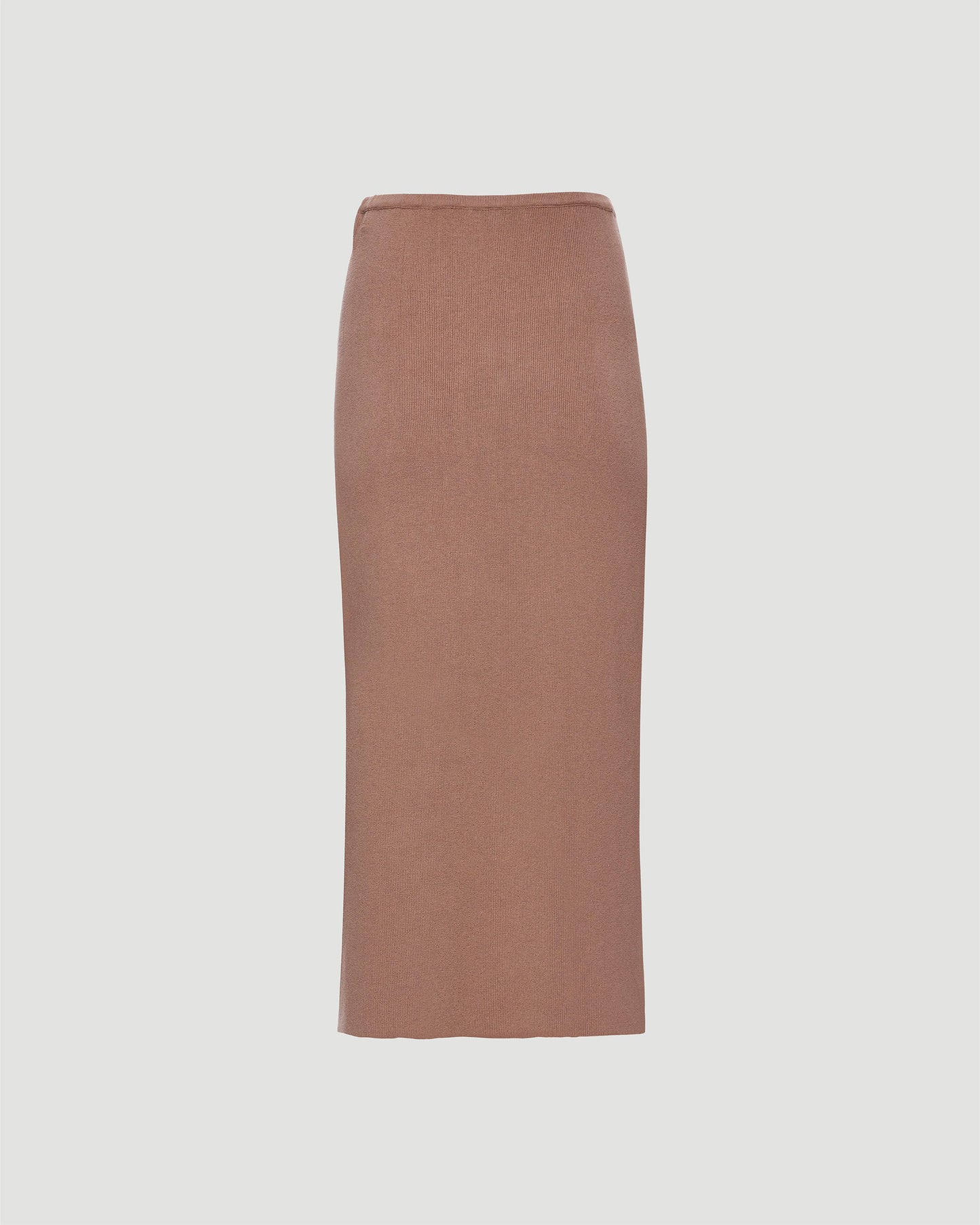 Knit cutout midi skirt in caramel