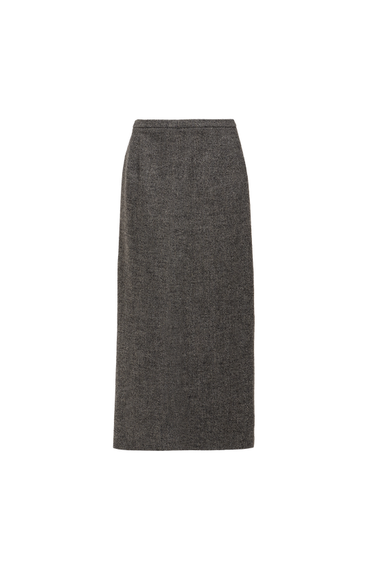 Wool Midi Skirt in Grey