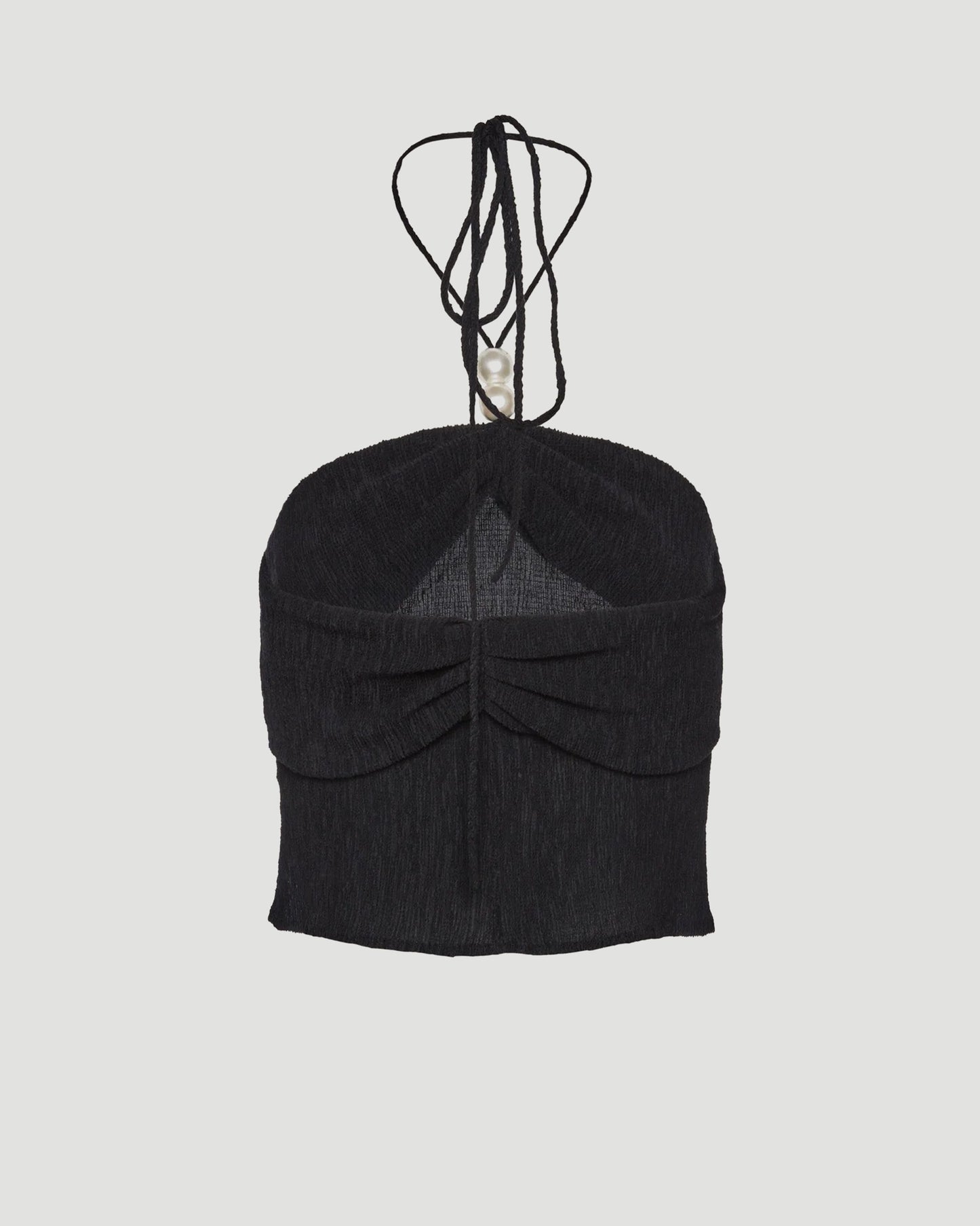 Pearl halterneck tube top in black