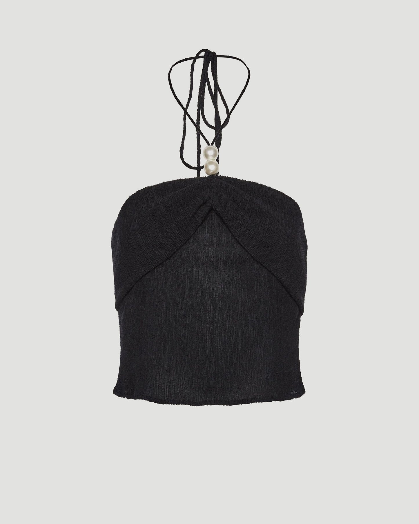 Pearl halterneck tube top in black