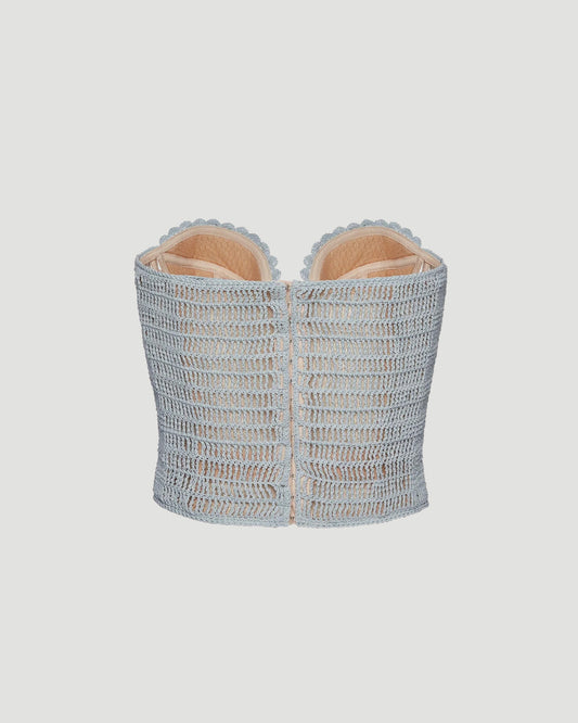 Crochet bustier top in light blue