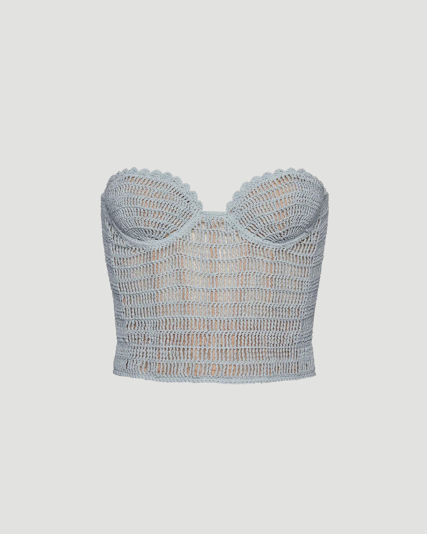 Crochet bustier top in light blue