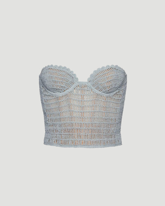 Crochet bustier top in light blue