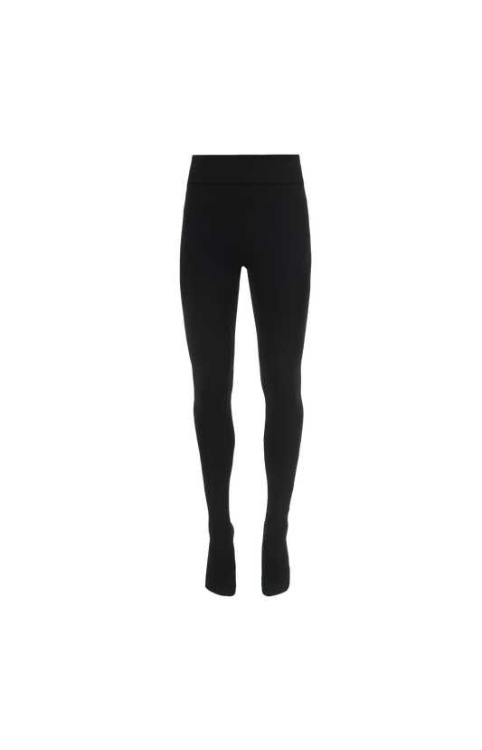 Mid-Rise Cotton-Blend Tights in Black