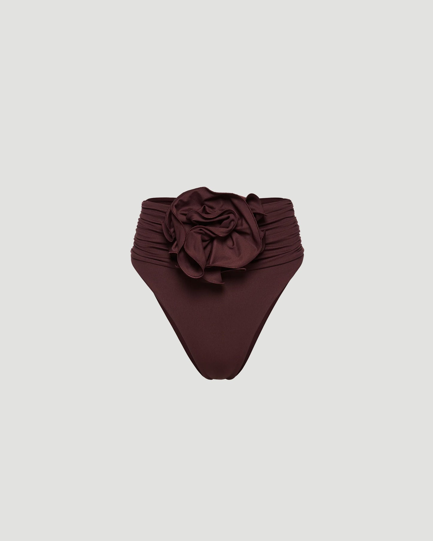 High-Waisted Floral Appliqué Swim Bottom in Brown