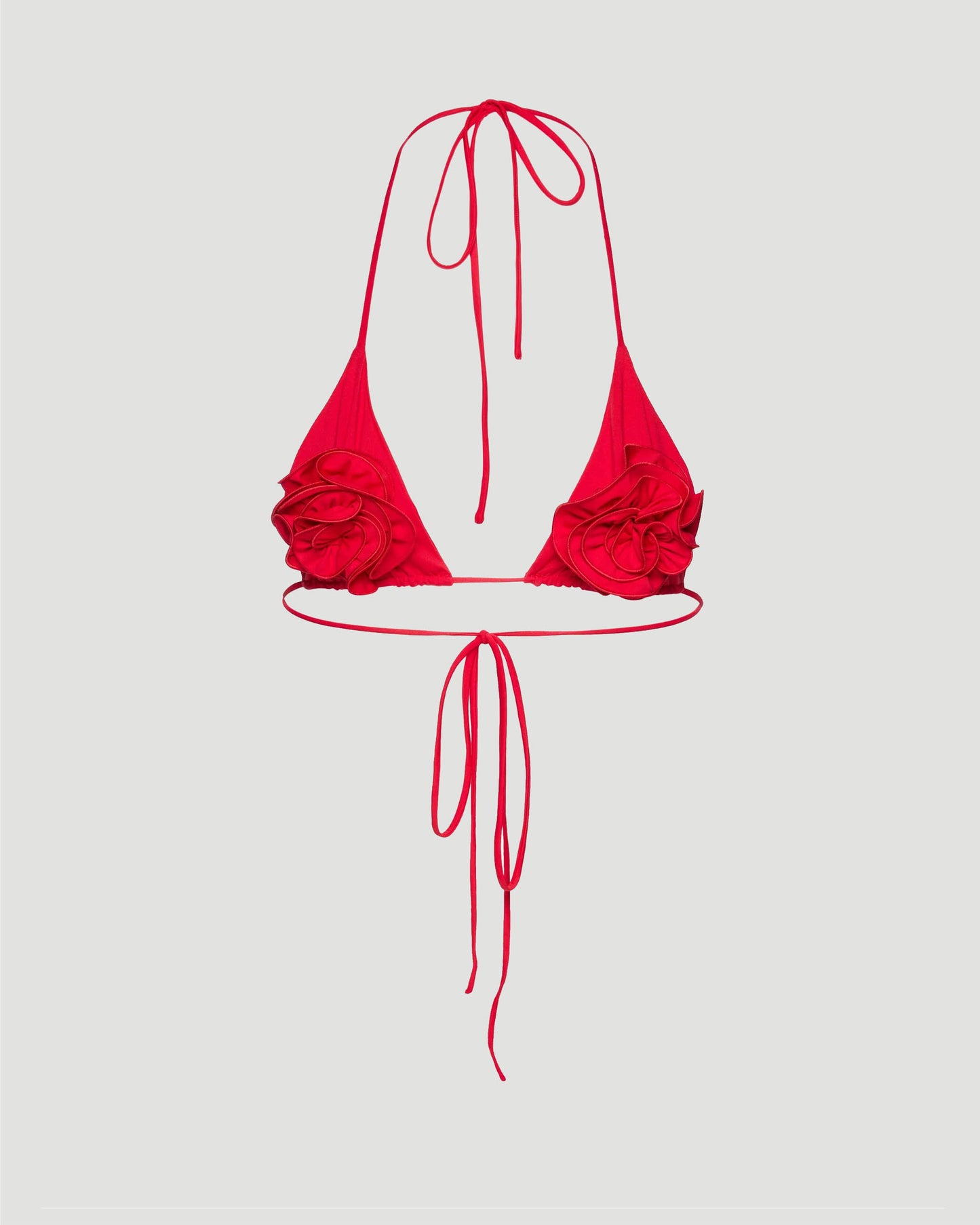 Floral Strappy Triangle Bikini Top in Red