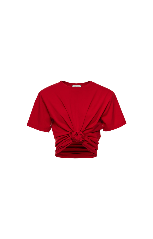 Knotted T-Shirt in Red