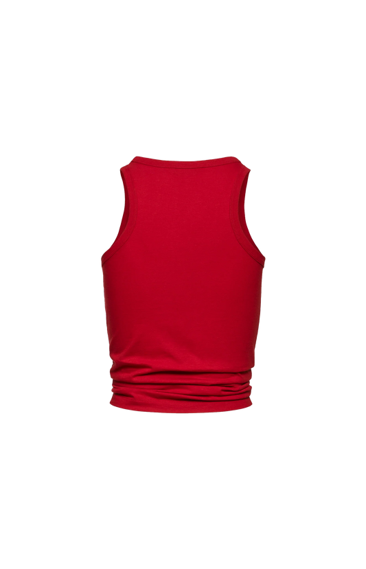 Knotted tank top in red
