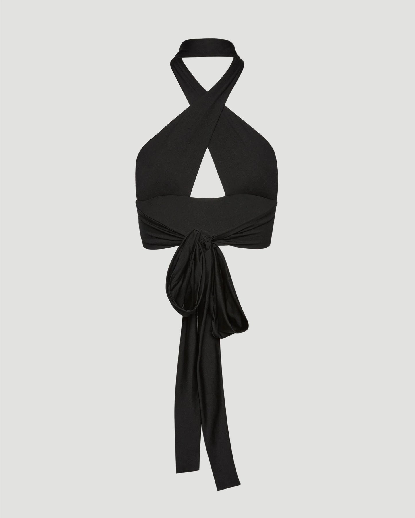 Crisscross Swim Bra With Tie-Back in Black