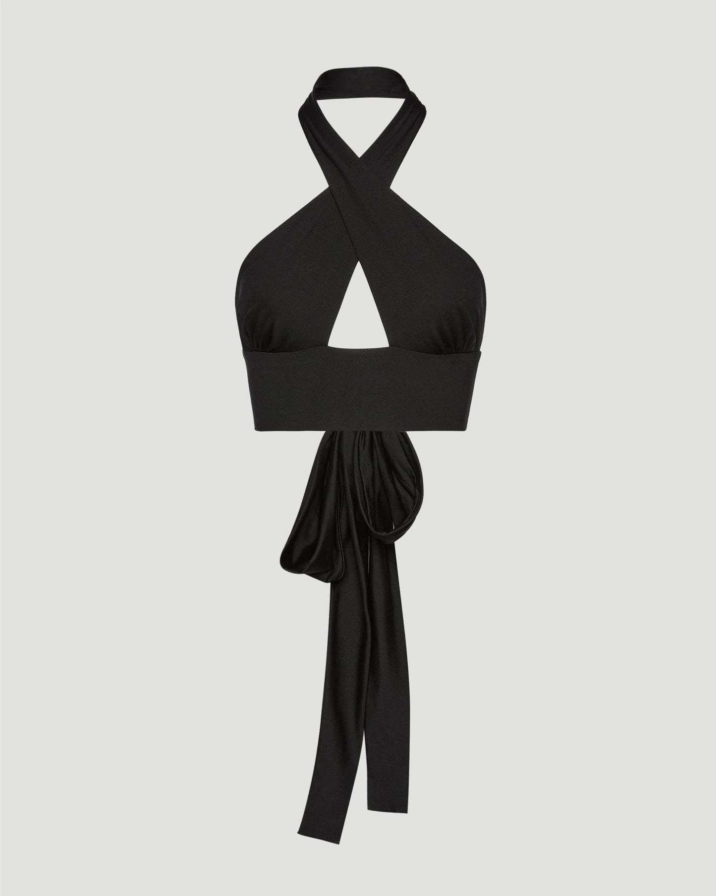 Crisscross Swim Bra With Tie-Back in Black