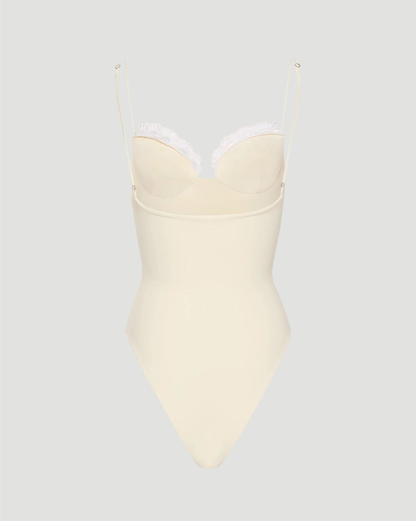 Crochet-Trim Bustier Swimsuit in Cream