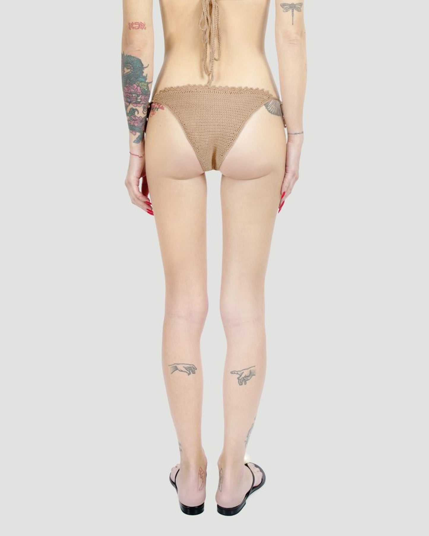 Pearl Crochet String Bottoms in Brown