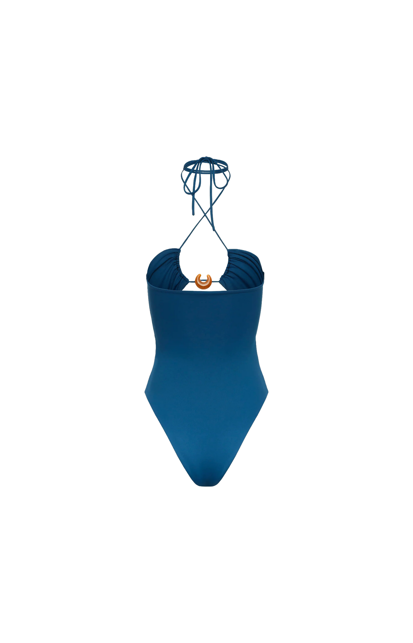 Halterneck Swimsuit with Ring Detail in Blue