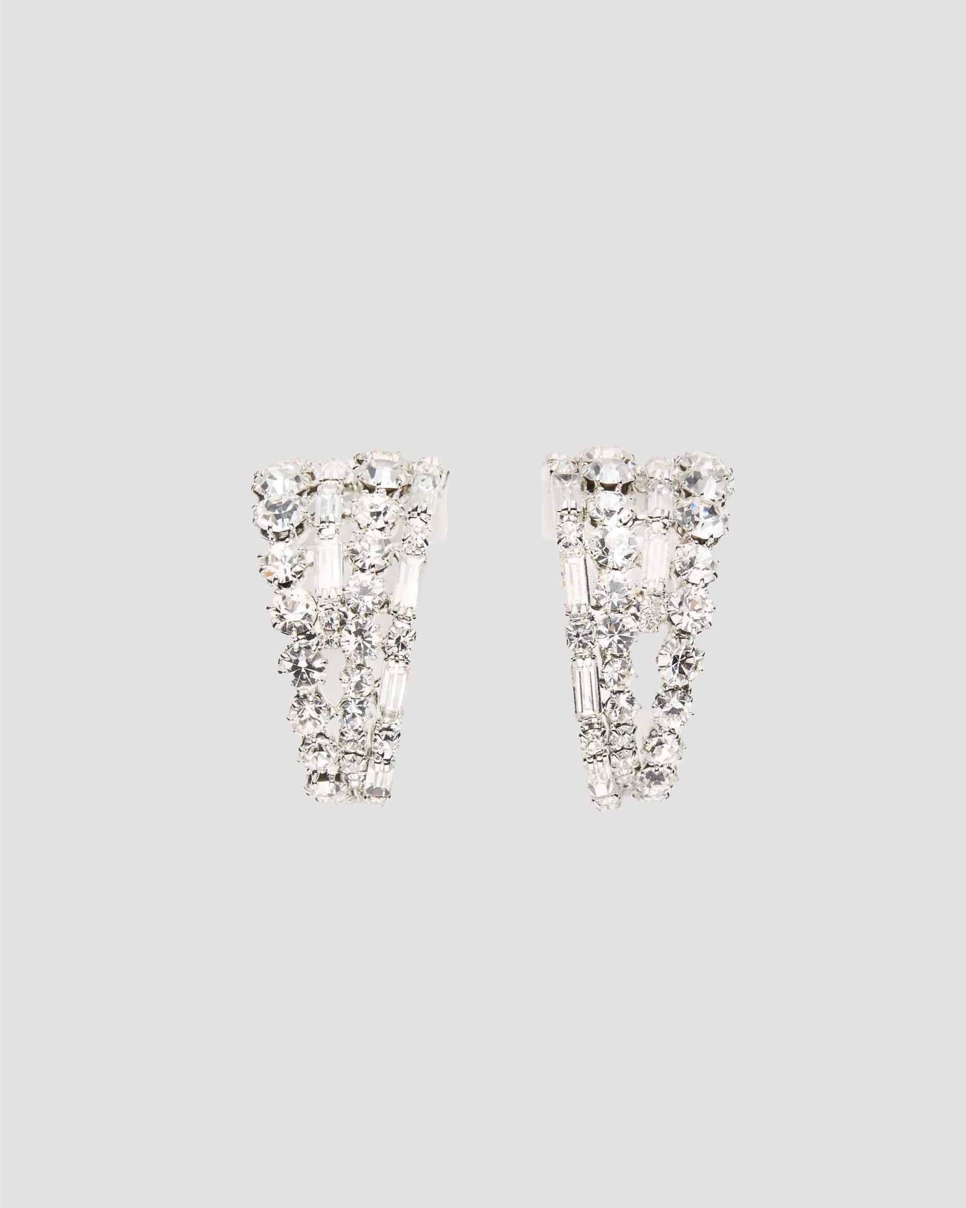 Magda Butrym Cascading Crystal Hoop Earrings in Silver — front view