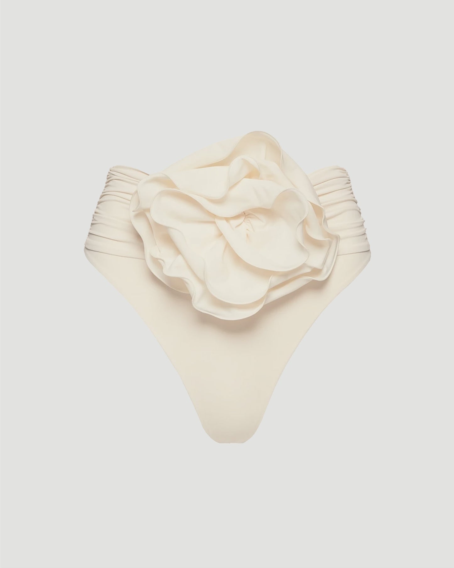 High-Waisted Flower Appliqué Swim Bottom in Cream