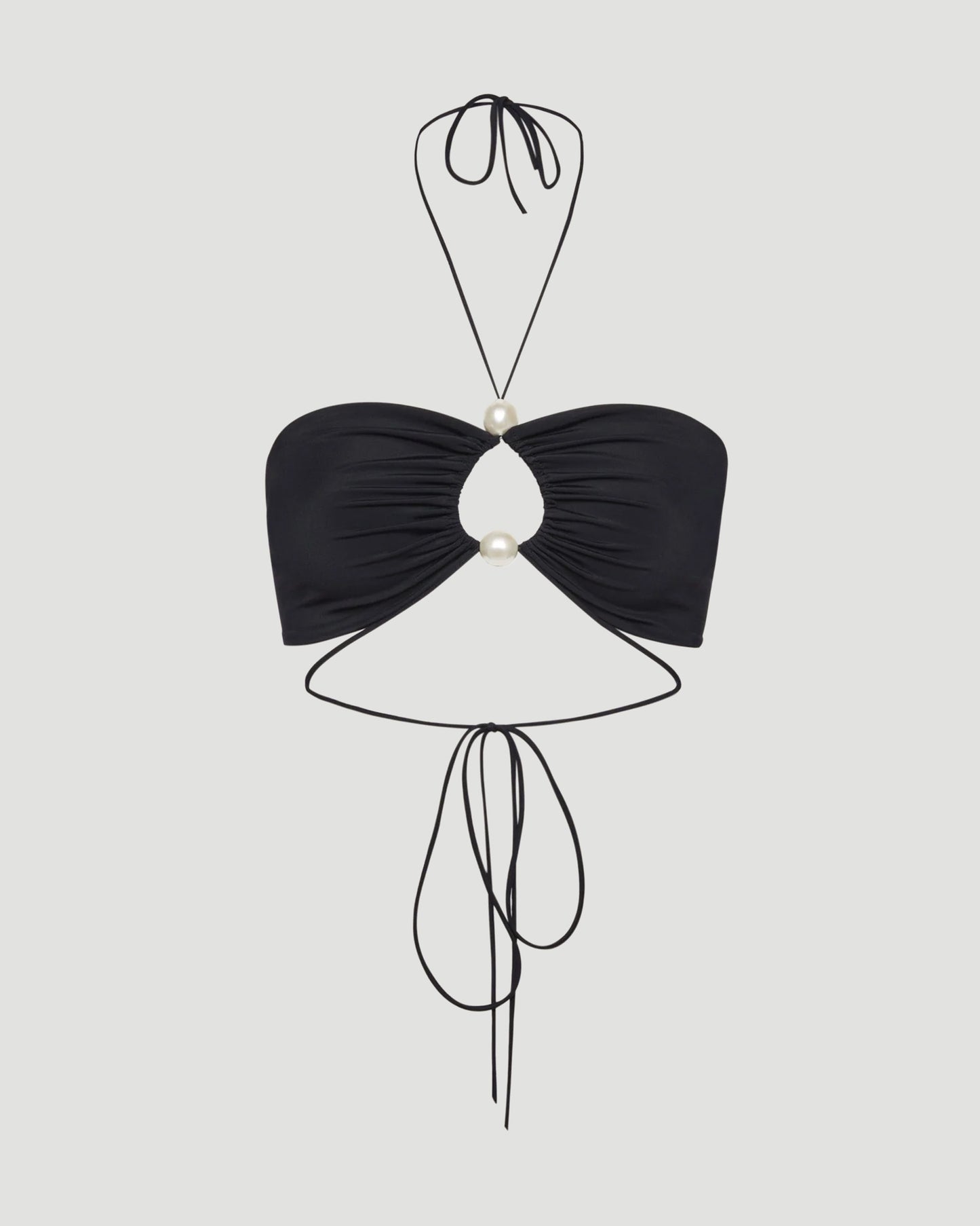 Halterneck pearl bandeau top in black