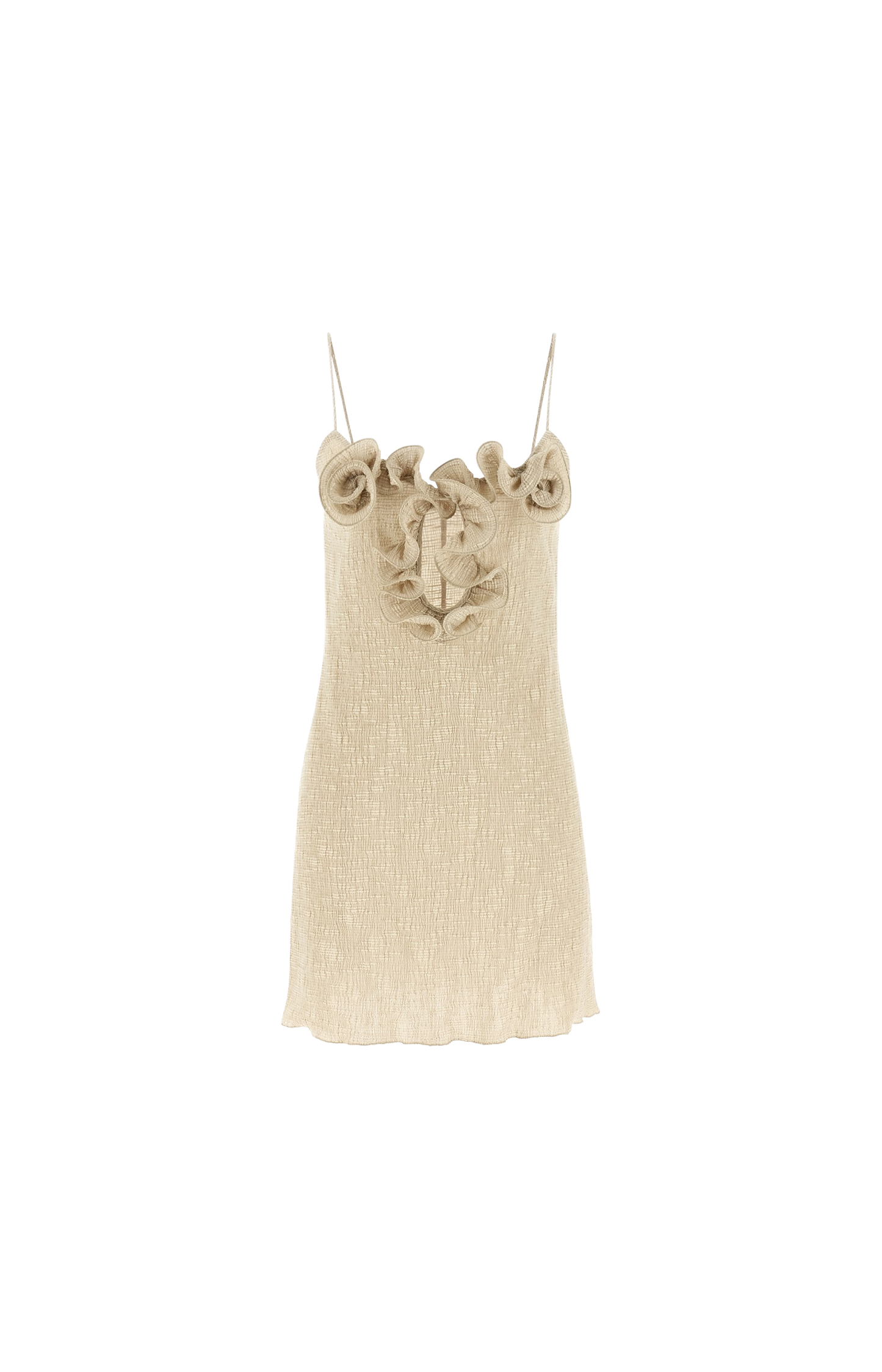 Mini Crepe Beach Dress with Floral Neckline