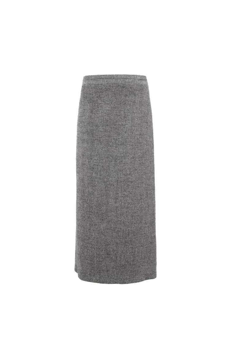 Wool Midi Skirt in Grey