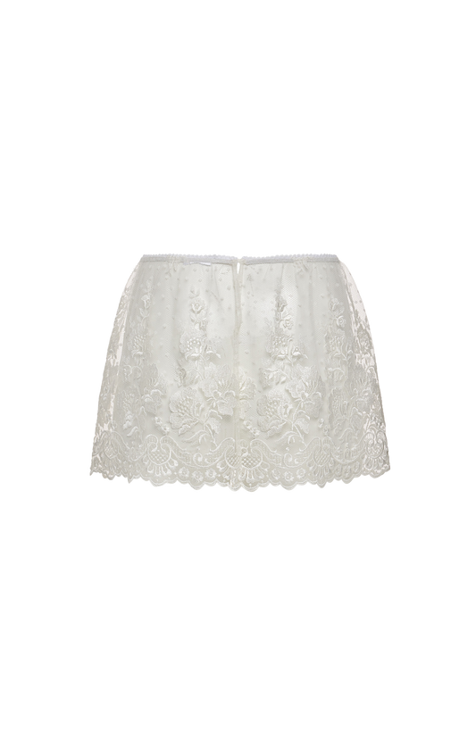 Embroidered Mini Skirt in White