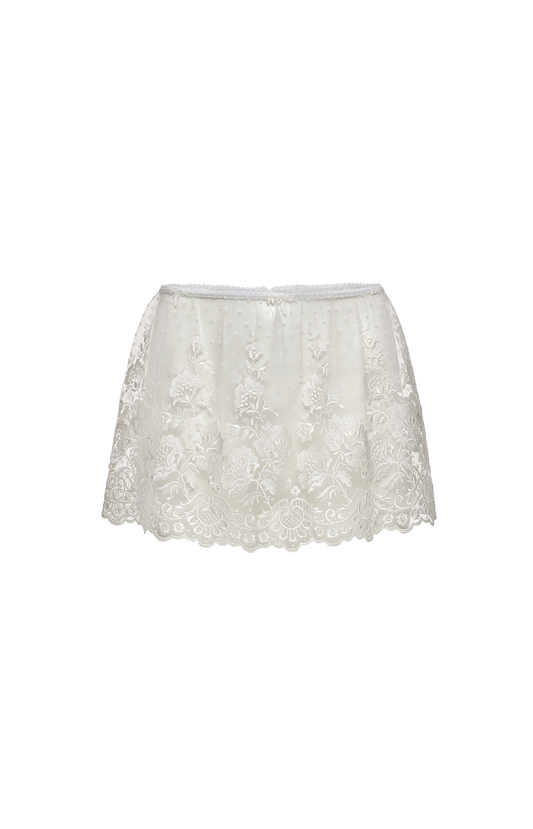 Embroidered Mini Skirt in White
