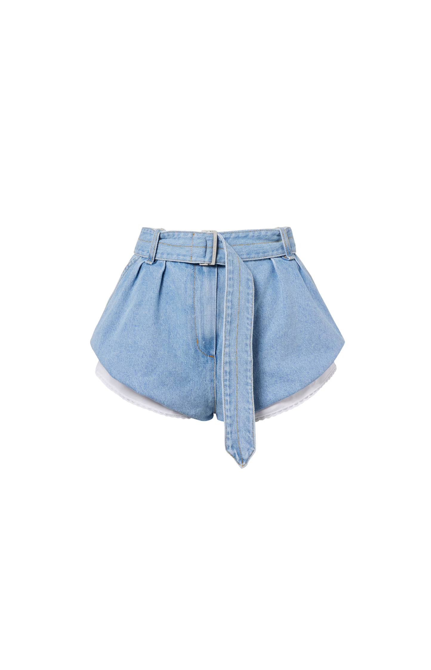 Belted Denim Shorts