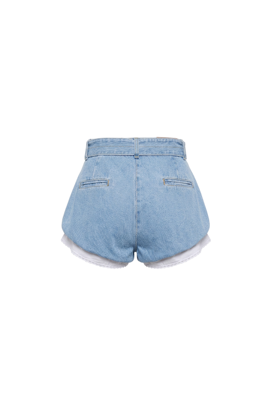 Belted Denim Shorts