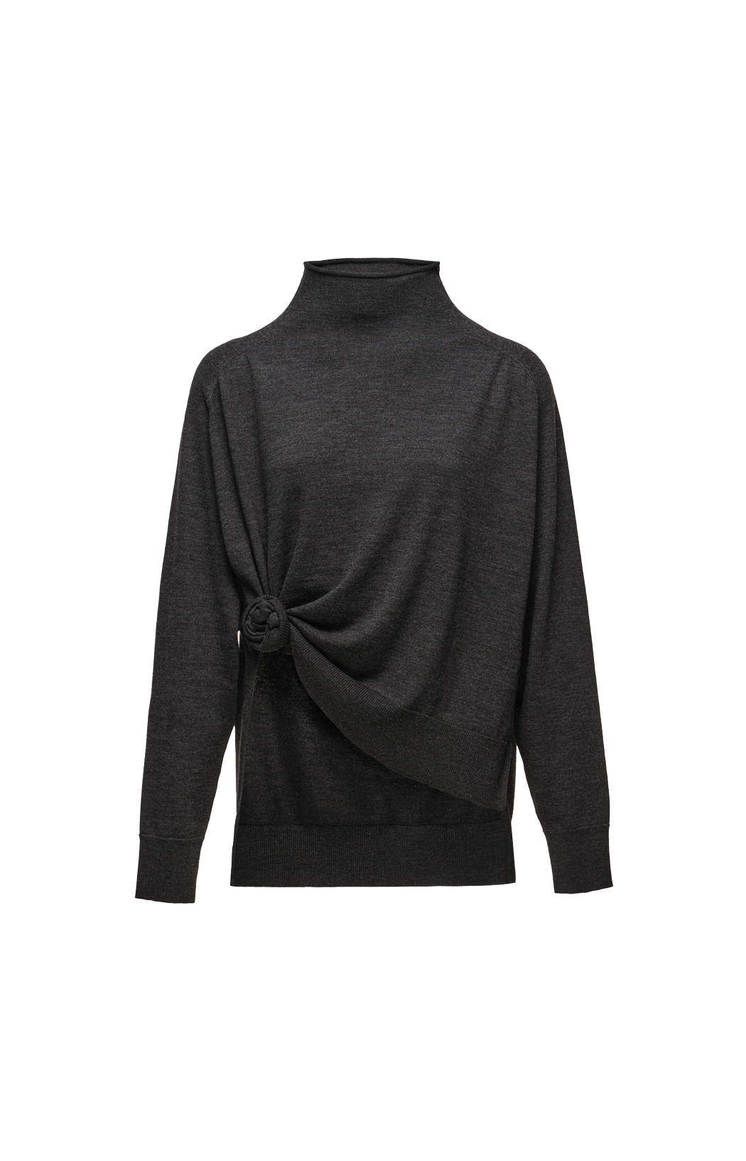 Knot Detail Wool Sweater in Grey
