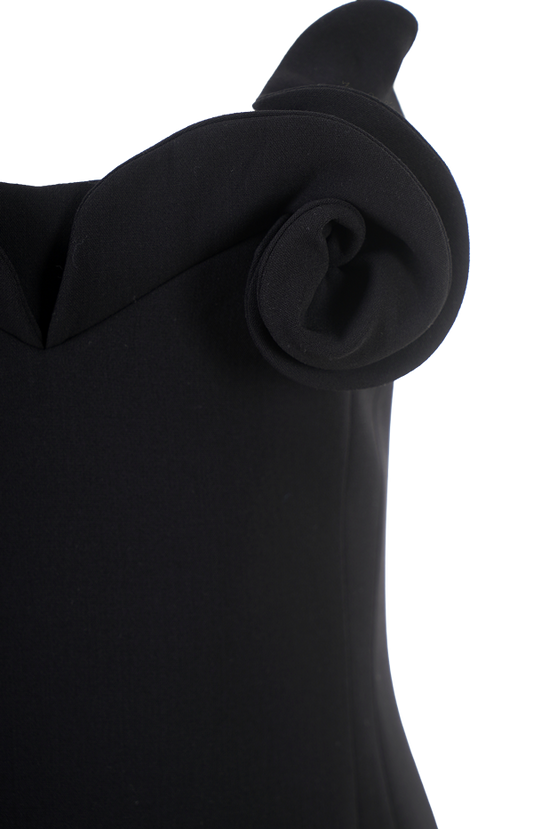 Magda Butrym Black Mini Dress with Floral Neckline