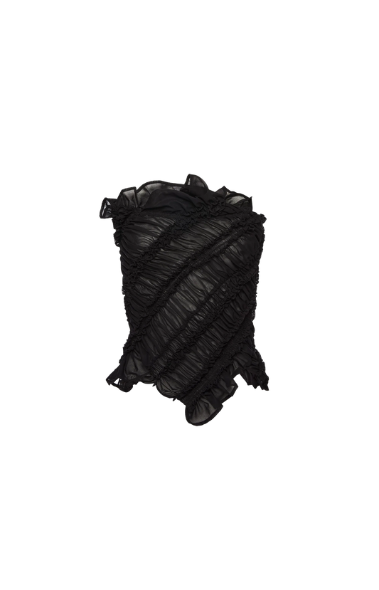 Ruched bandeau top in black