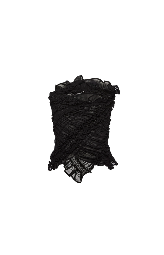 Ruched bandeau top in black