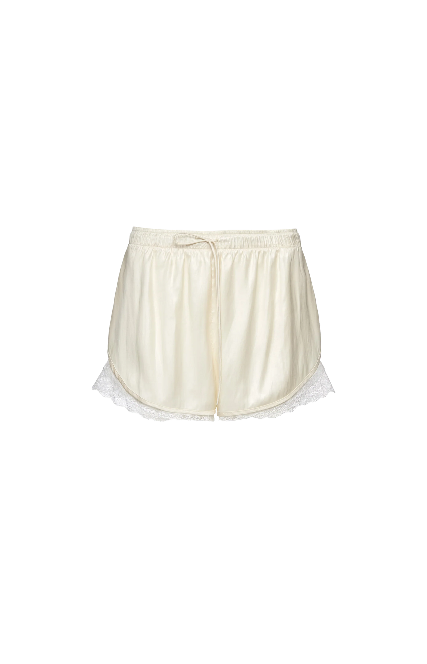 Lace-trim shorts in cream