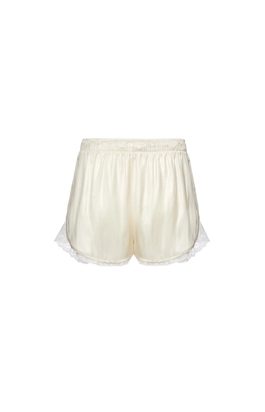 Lace-trim shorts in cream