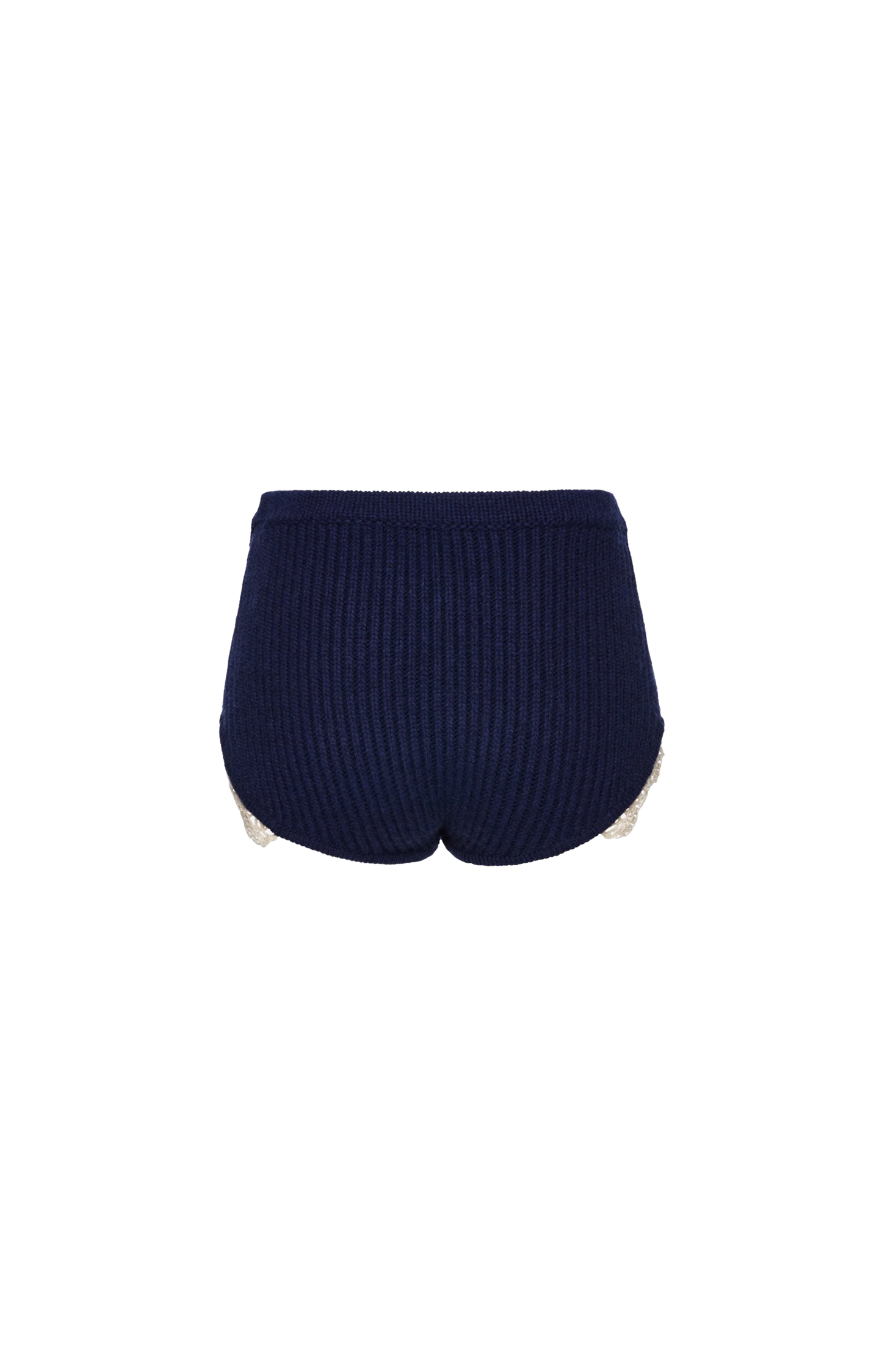 Cashmere crochet-trim shorts in navy