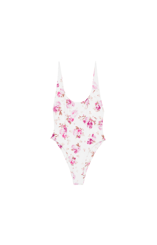 Floral swimsuit on a white background