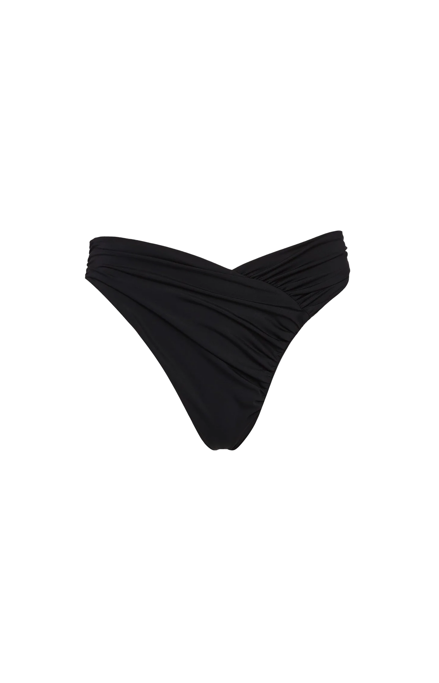 Ruched Asymmetric Swim Bottom in Black