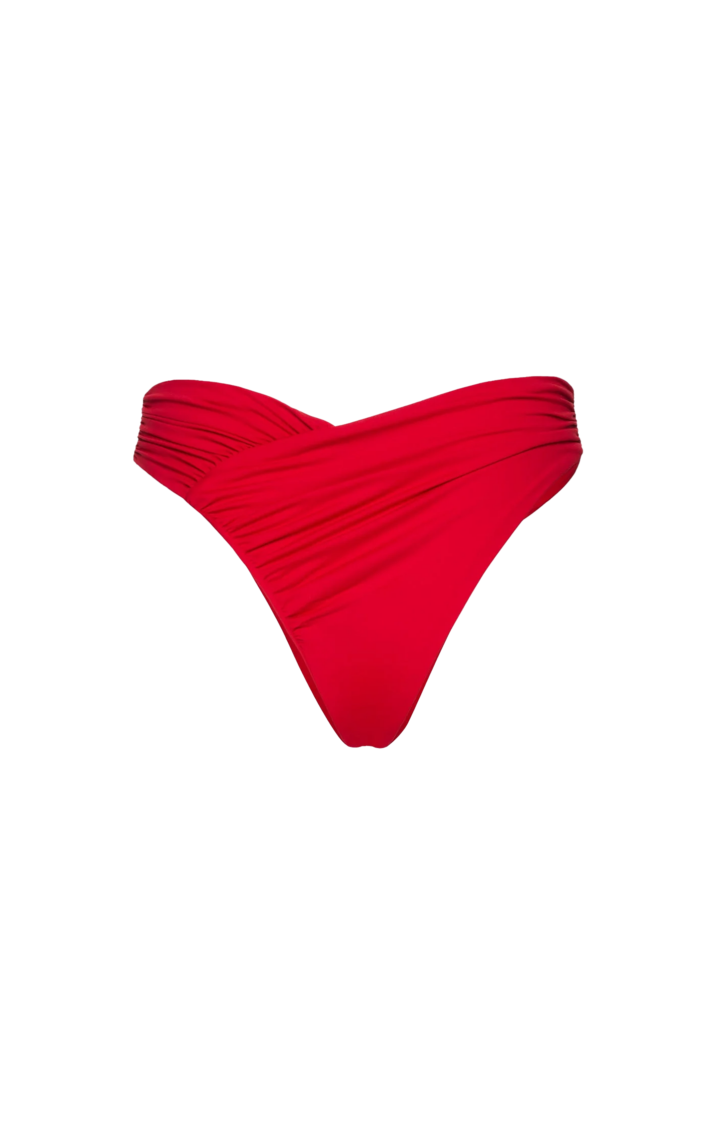 Ruched Asymmetric Swim Bottom in Red