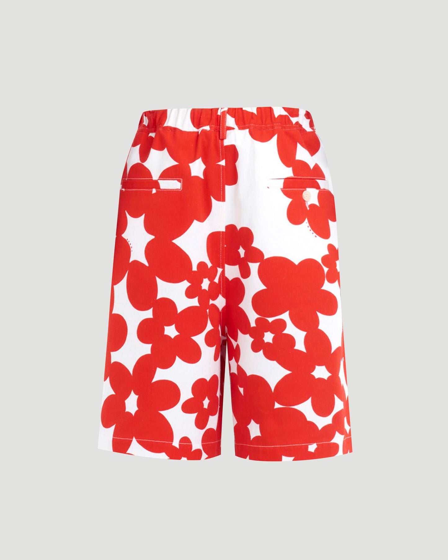 Cotton Bermuda Shorts With Red And White Dillies Print
